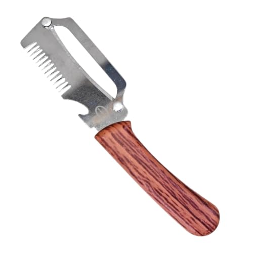 Image of Multi-Functional Stainless Steel Vegetable Peeler with Wooden Handle, Built-in Bottle Opener & Julienne Cutter, Sharp Fruit & Vegetable Peeler for Potato, Carrot, Cucumber, Apple & More