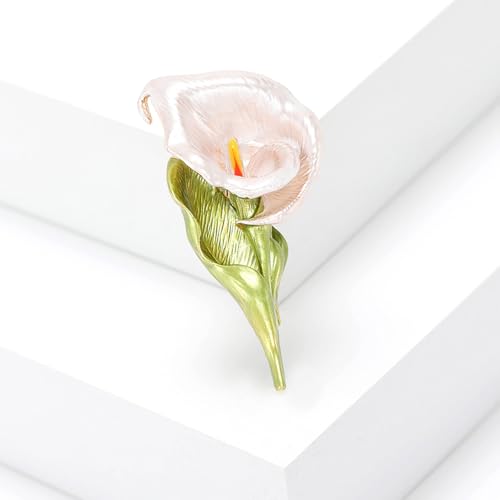 Image of Calla Lily Brooch for Women Enamel Calla Lily Lapel Pins Jewelry Gifts for Mom Wife Elegant Dress Accessories
