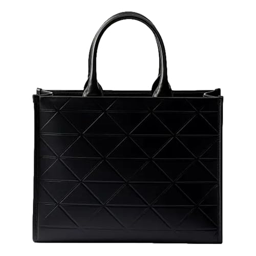 Prada Womens Symbole Soft Calfskin Leather Nero Black Triangle Quilted Tote Bag 1BA3792