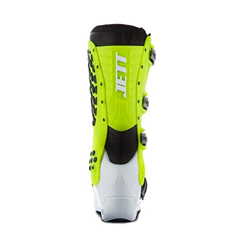 Jett Motocross, Bota Articulada para Piloto Adulto Unissex, Branco/Verde, 41
