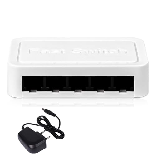 VENEKA Switch de red Mini Gigabit de 1000 Mbps Switch Ethernet Un 5 Puertos Splitter Internet Plug y Play Hub RJ45 Enchufe de la UE