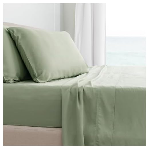 Cariloha Classic Bamboo 4-Piece Bed Sheet Set - Cooling and Comfortable for Rest and Relaxation - Flat and Fitted Sheet and Two Pillowcases - Queen - Sage