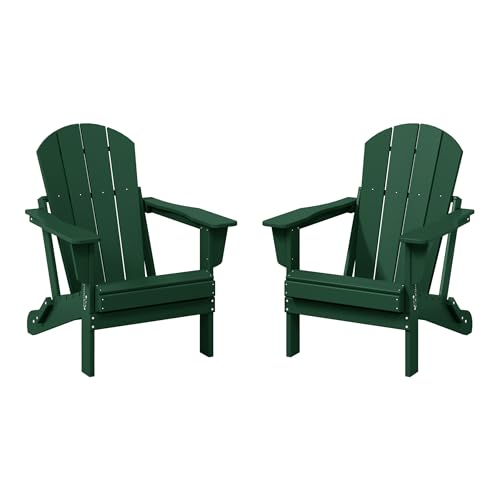 WestinTrends Malibu 2 Piece Set Outdoor Folding Poly Adirondack Chair,