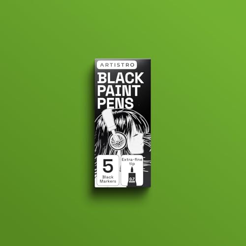 Artistro Zeichenstifte, Stifte für Steine, Felsmalerei, Keramik, Glas, Holz, Metall, Leinwand, DIY, Acrylfarbe set Permanent Marker auf Wasserbasis mit, Extra Feine Spitze 5 Schwarz