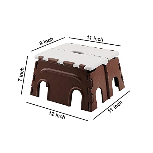 MARKWELL 7 Inches Plastic Elegant Look and Super Strong Folding Step Stool for Adults and Kids, Kitchen Stepping Stools, Garden Step Stool - Made in India (Coffee-White) 2 31WpJh6NT4L