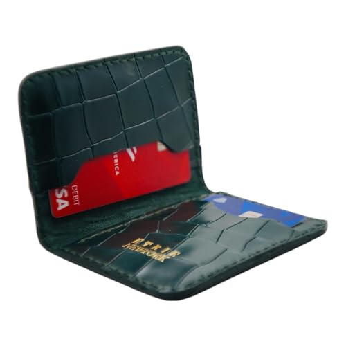 Unisex Leather Card Holder - Deep Green, Sophisticated Design for Professionals3
