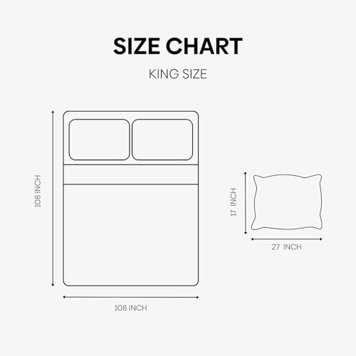 Image of Haus and Kinder Bedsheet King Size, 300 TC 100% Organic Cotton Percale Weave, Flat Bedsheet for King Size Bed with 2 Pillow Covers - Marrow Stitch Detaling (Coastal Calm, 108 * 108 Size)