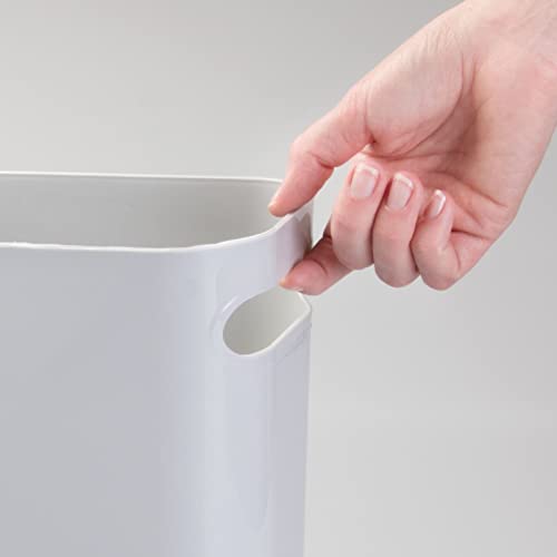 Mdesign Plastic Small Trash Can, 1.5 Gallon/5.7-Liter Wastebasket, Narrow Garbage Bin, Handles For Bathroom, Laundry, Home Office, Holds Waste, Recycling, 10" High, Aura Collection, 2 Pack, Light Gray #TOP4