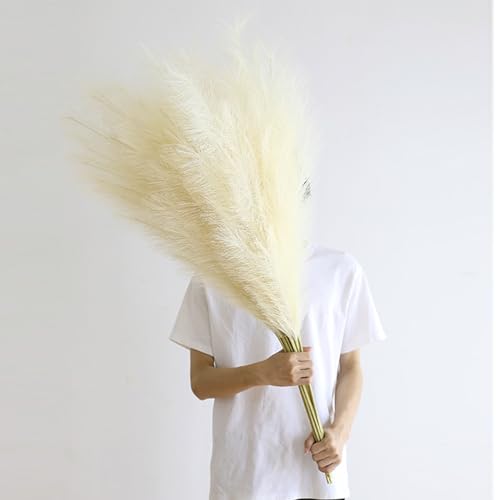 Image of 38 inch 10 Stems Faux Pampas Grass Decor Tall Beige Pampas Grass for Floor Vase