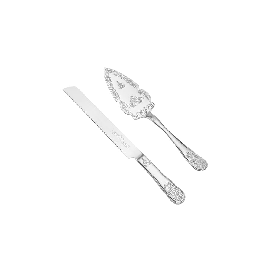 AW-Bridal-Silver-Cake-Cutting-Set-for-Wedding-with-Spoons-Stainless-Steel-Engraved-Wedding-Cake-Knife-Pie-Server-Gifts-for-Bridal-Shower-Engagement-Silver AW Bridal Silver Cake Cutting Set for Wedding with Spoons, Stainless Steel Engraved Wedding Cake Knife Pie Server Gifts for Bridal Shower Engagement, Silver