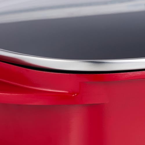 Relaxdays Asador de Horno con Tapa 5 L, Rustidera, Olla Antiadherente, con Botón de Aroma, Placa Eléctrica y Gas, Rojo, Acero Inoxidable, 15 x 39,5 x 22 cm - imagen 6