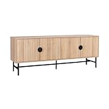 sweeek - Mueble TV, Bazalt, Efecto Roble, Cuatro Puertas, Dos estantes, L 160 x An 39 x Al 60cm