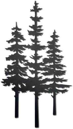 Metal Pine Tree Wall Art, Black Rustic Forest Wall Decor for Cabin, Farmhouse and Living Room, 38 x 21 cm Indoor Outdoor Wall Hanging