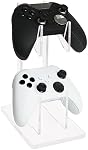 Universal Dual Game Controller Holder, Headphone Stands, Transparent Acrylic Game Controller Stand, Headset Holder, Gaming Controller Accessories, 2/3 Tier for Desk (2-Tier)