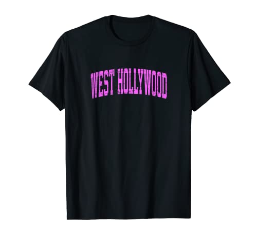 West Hollywood California CA Vintage Athletic Sports Pink De T-Shirt