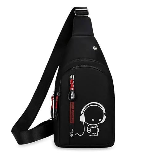 Men's Chest Bag 2024 New Casual Fashion Shoulder Bag Male Hand Crossbody Korean Cycling Backpack (Black)