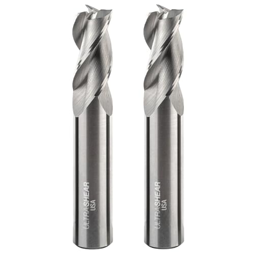 Image of 1 /2 Inch End Mills, 3 Flute, 2 Pack, USA Made Solid Carbide CNC Aluminum Cutting Bits for Roughing & Finishing - Square End - UF27109