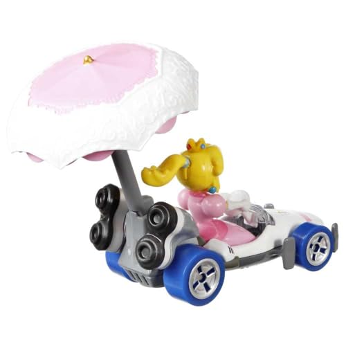 Hot Wheels Mario Kart Princess Peach en B-Dasher Kart miniatura 4
