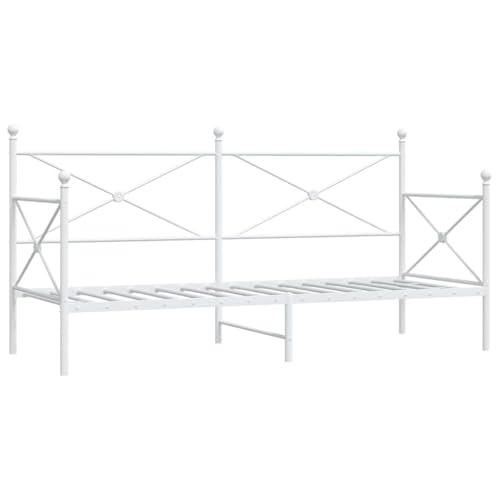 vidaXL Diván sin colchón Blanco 90x190 cm Acero, diván con Nido, sofá Cama, sofá diván, divanes con Nido, Cama de Invitados, sofá Cama
