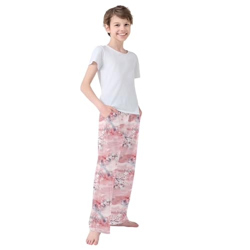 Boys' Pants Japanese Cherry Blossom Long Bottoms Jogger Pants Elastic Waist Trousers with Pockets S-XL4