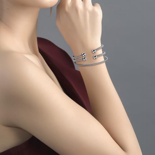 Cable Twist Bracelet Set for Women Open Cuff Bracelet Bangle Bracelet for Women Stainless Steel Bead Braclet Adjustable Bracelet Friendship Gift for Women3