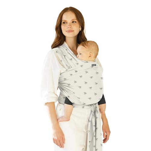 Image of Moby Baby Wrap Carrier Classic for Newborns to Toddlers (8-33lbs), Infant Sling Carrier, Lightweight & Hands Free Design, Adjustable for All Body Types (Belles & Bows)