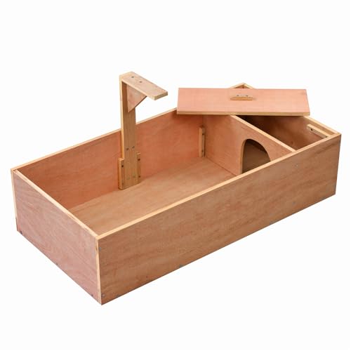 KCT Wooden Tortoise Table Reptile Vivarium Cage Hide with Open Run and Lamp Arm