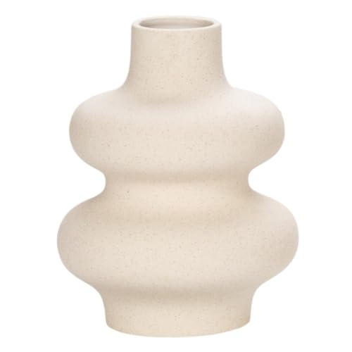 Uranus 陶器製 花瓶 フラワーベース マット質感 おしゃれ ドライフラワー ススキ アートフラワー 室内装飾 インテリア 結婚祝い 引出物 シンプル モダン 卓上 ミニマリスト リビング 玄関 和モダン 落ち着いた雰囲気 (小さい,ベージュ) [並行
