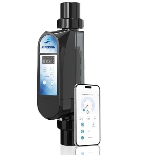 Rinoson Smart Saltwater Pool Chlorinator System with Two Year Limited Warranty, App Remote Control & Titanium Plate Self-Cleaning WiFi Salt Chlorine Generator for Pools up to 22,000 Gallons