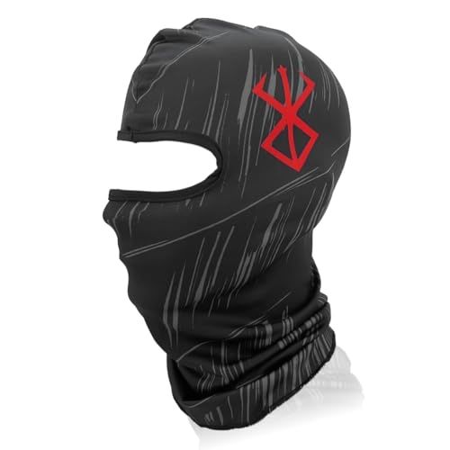 Anime Balaclava Ski Mask Breathable UV Protection Face Cover for Men Women Motorcycle Running Cycling Windproof All-Season (Black Brsrk)