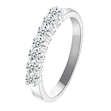 Dsnyu Silver Engagement Rings for Women, Vintage Wedding Ring 9K White Gold Round with Moissanite Band Comfort Fit Size 7.5