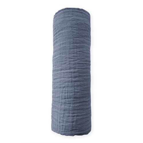 Image of SwaddleDesigns Cotton Muslin Swaddle Blanket, Receiving Blanket for Baby Boys & Girls, Best Registry Gift, 46x46 inches, Denim