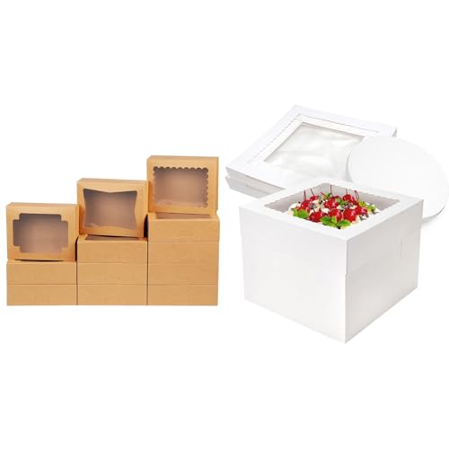 NPLUX Bundle of 24 Pack Cookie Boxes and 10 Pack Cake Boxes with Window for Gift Giving image 4