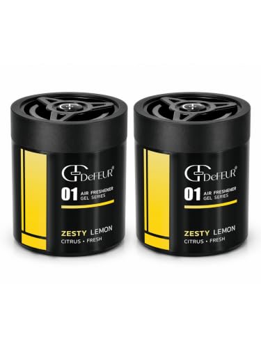 Image of Zesty Lemon Gel Car Perfume 140g | Long Lasting Citrus Car Air Freshener for Dashboard | Premium Gel Car Freshener | Odor Neutralizer | Fresh Lemon Fragrance | Pack of 2