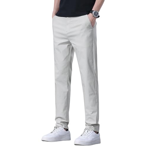 Pantalon en soie glacée homme coupe droite décontractée pour l'été