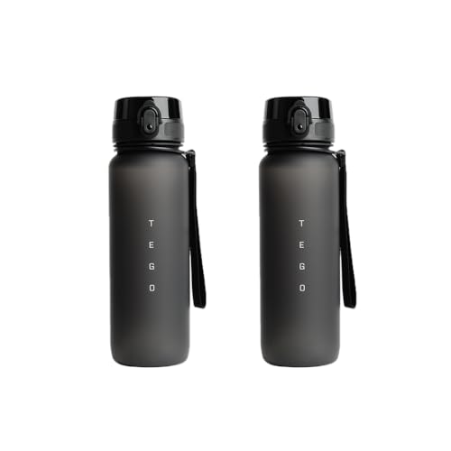 Image of TEGO Rise Tritan Water Bottle | 800ml Secure Flip Lock Lid | BPA-Free, Durable & Impact-Resistant | Wrist Strap for Easy Carry | Hydration Tracker | Gym, Office, Travel Water Bottle- Pack of 2