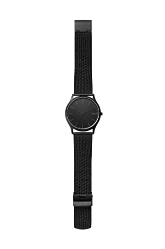 Skagen Men's Jorn Quartz Analog Stainless Steel And Mesh Watch & Skagen Mens Torben Black Beaded Bracelet #TOP2