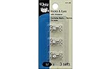 Dritz 441-65 Hook & Eye Closures with Clear Rhinestone, Silver, Size 3 3-Sets