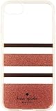 Kate Spade Flexible Hardshell Case for iPhone 7& 8 Charlotte Stripe Rose Gold Foil/Rose Gold Glitter