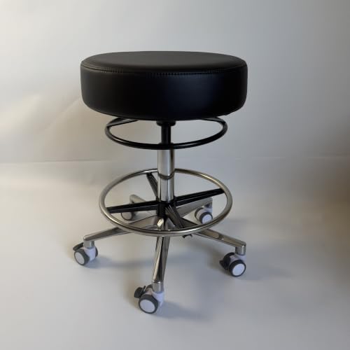 Image of Heavy Duty 400LB Capacity Medical Stool with Locking Rubber Wheel, 360 Adjust Ring (Extra Large Seat)