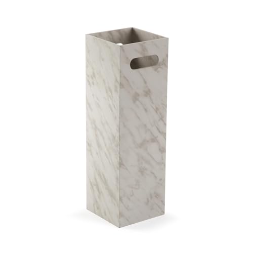 Versa Paragüero Efecto Mármol, Estilo Moderno, 48x15x15 cm, Madera MDF, Blanco con Vetas Grises