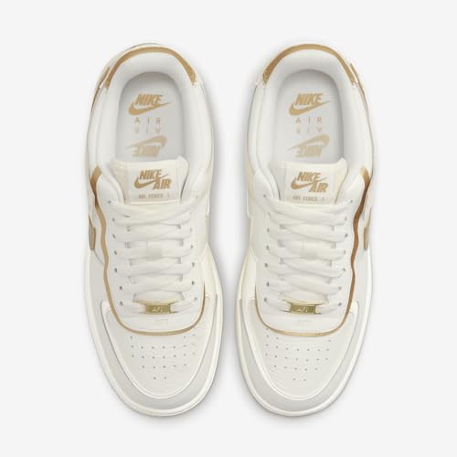 Nike Nike Air Force 1 Shadow Women's Shoes (DZ1847-108, ail/Coconut Milk/Metallic Gold) Size 10