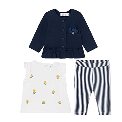 Mayoral Baby Girls 3 Piece Striped Leggings Set (6-9 Months, 9_Months) Navy