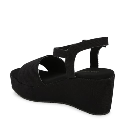 Image of Marc Loire Women's Fashion Square Toe Buckle Straps Wedge Heels