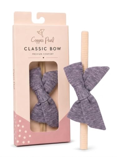 Copper Pearl Classic Baby Bows Headbands for Baby Girls – Newborn Headband Bows, Infant Hair Bows for Baby Girl, Nylon Baby Girl Bows & Headbands, Violet image 5