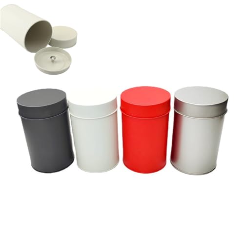 GracesDawn Set of 4 Home Kitchen Storage Containers Colorful Tins Round Tea Tins,Cylinder Double Cover