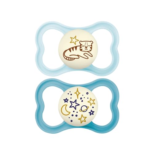 Image of MAM Supreme Night Baby Pacifier, for Sensitive Skin, Patented Nipple, 2 Pack, 6-16 Months, Boy