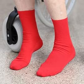 Rainbow Socks - 1 pair of DIABETIC Elastic Cotton Socks for SWOLLEN FEET, Red S