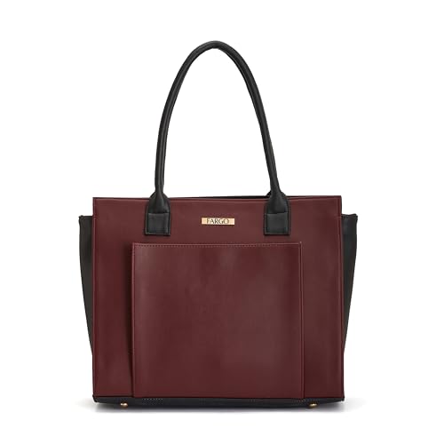 Image of Fargo Amara Vegan Leather Tote Bag for Women | Laptop Compartment, RFID Pockets, YKK Zipper, Large Office Handbag | Shoulder Bag for College & Daily Use | Made in India