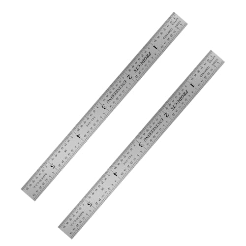PEC Tools Made in USA 6" Metal Ruler, Flexible, 2 Pack